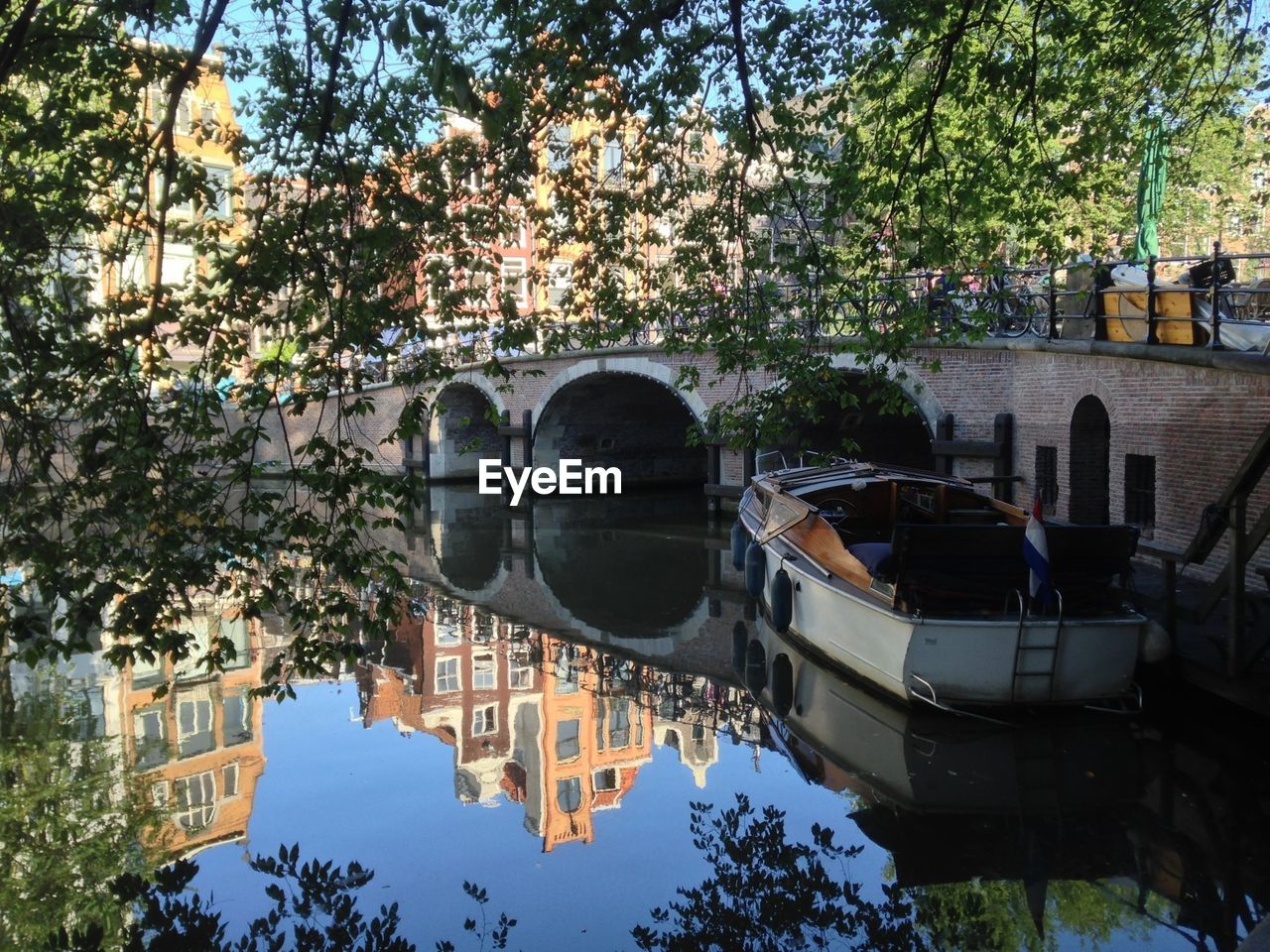 Reflection of built structures in river