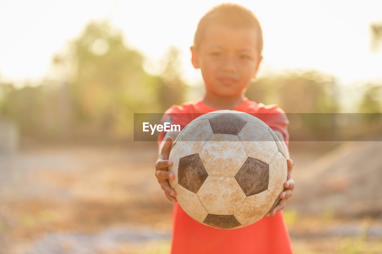 close-up of soccer ball at park