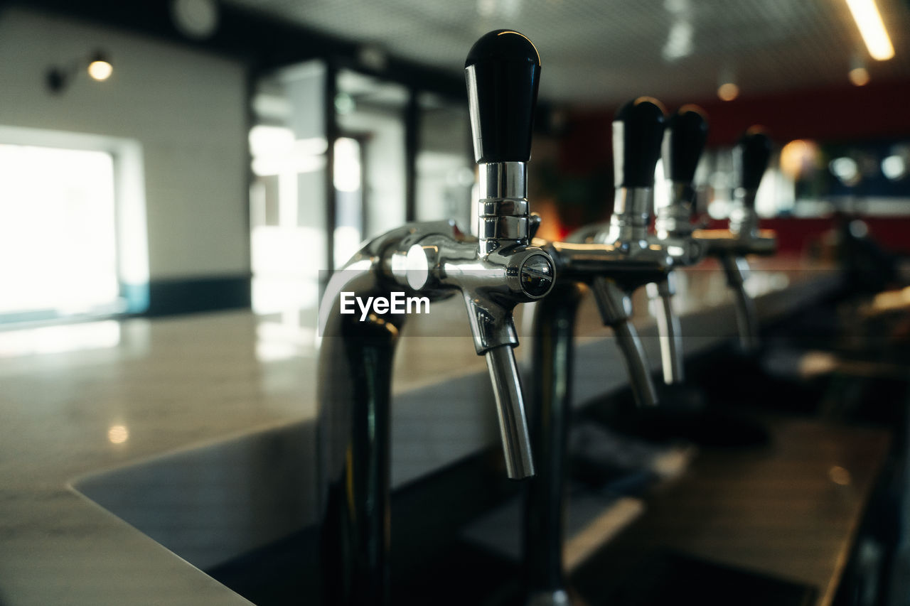 Close-up of beer tap