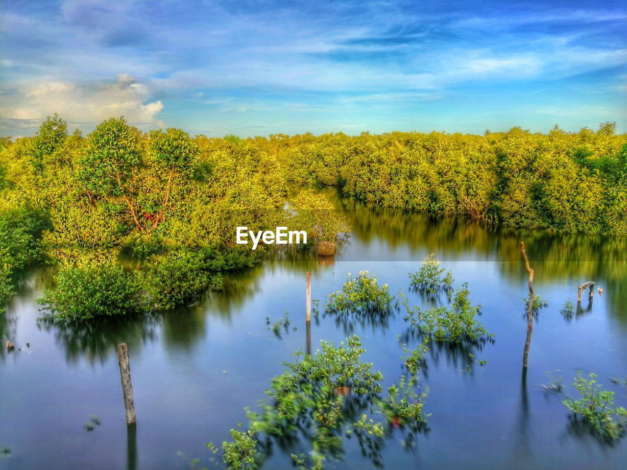 Scenic view of lake against sky