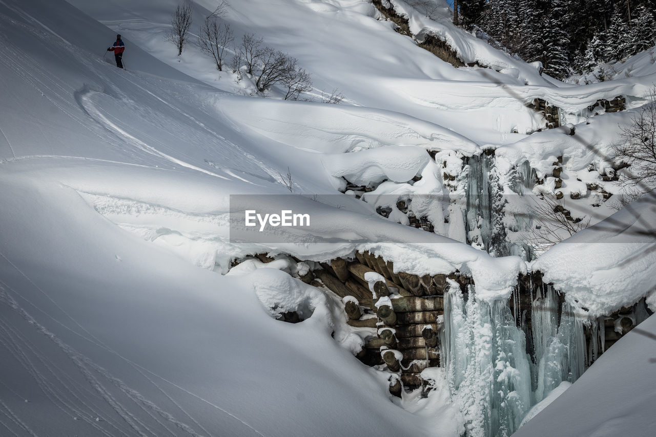 Scenic view of snow covered mountain