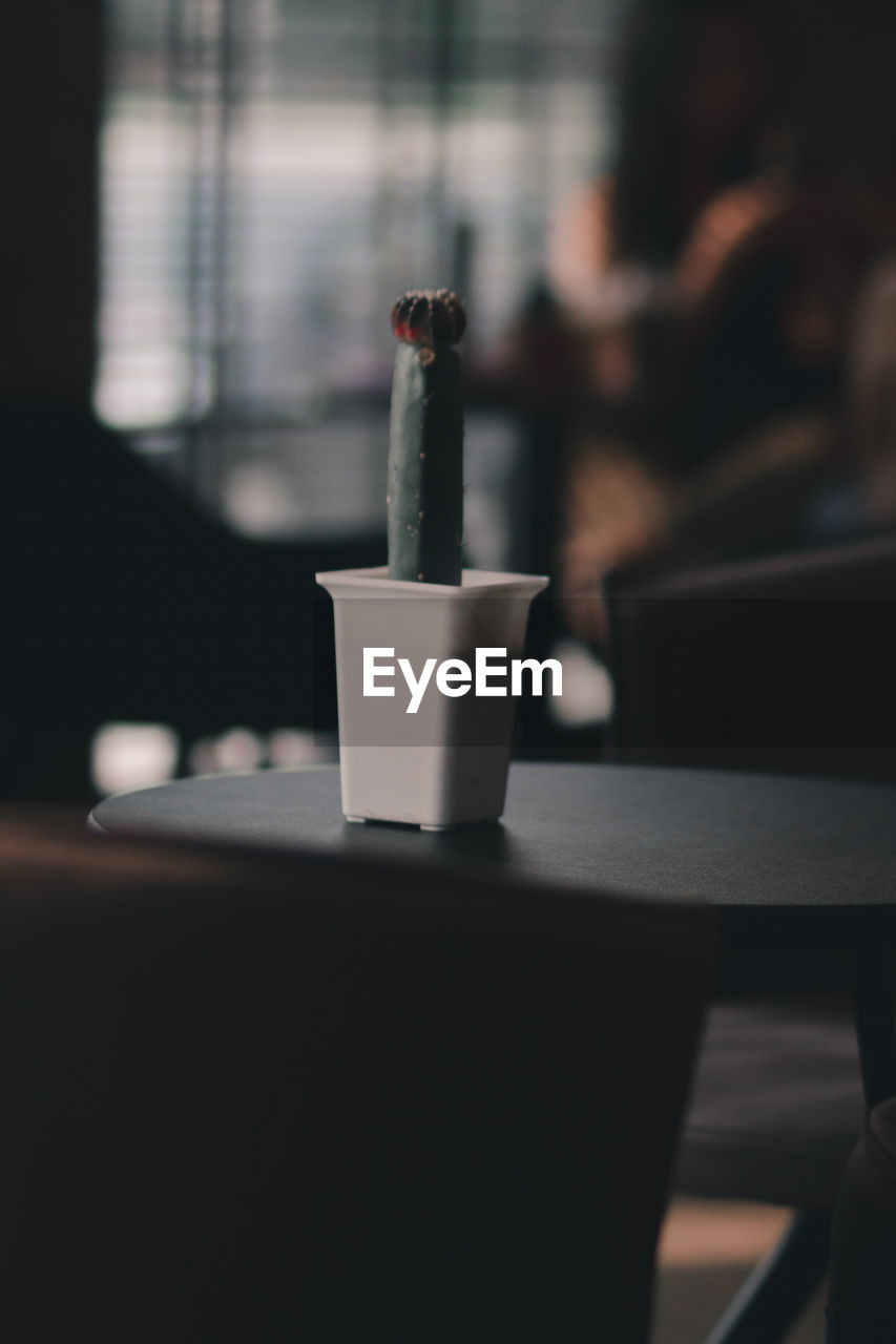 Close-up of tea cup on table