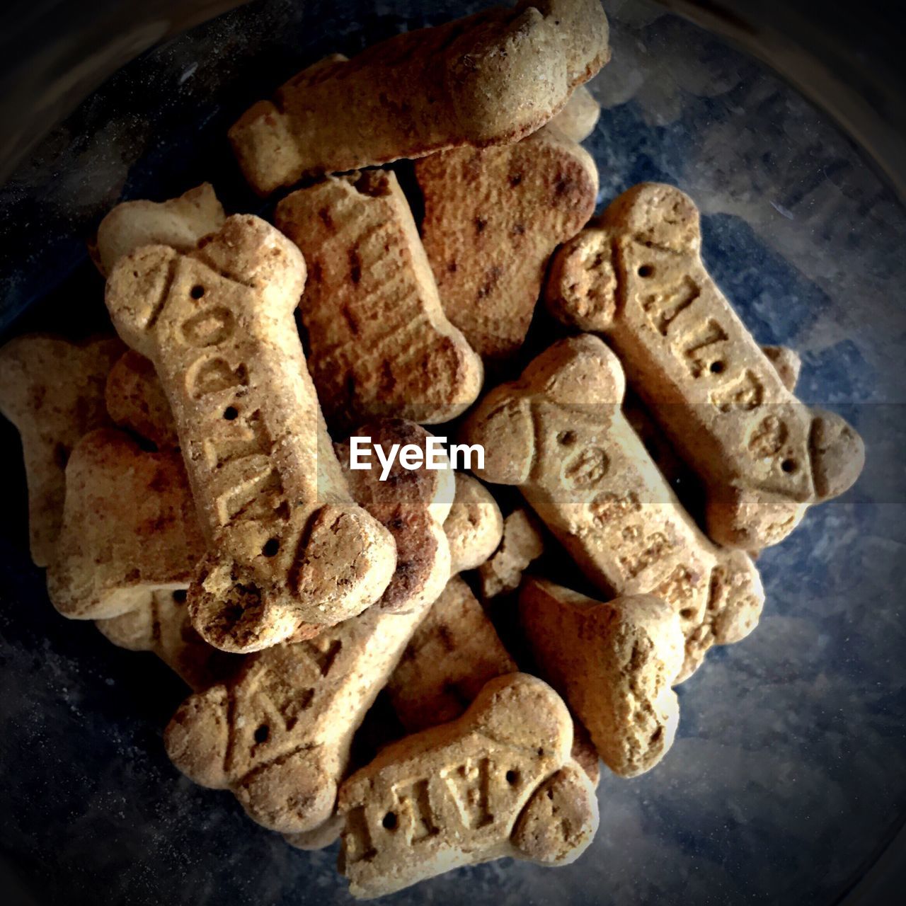 Close-up of dog bones on table