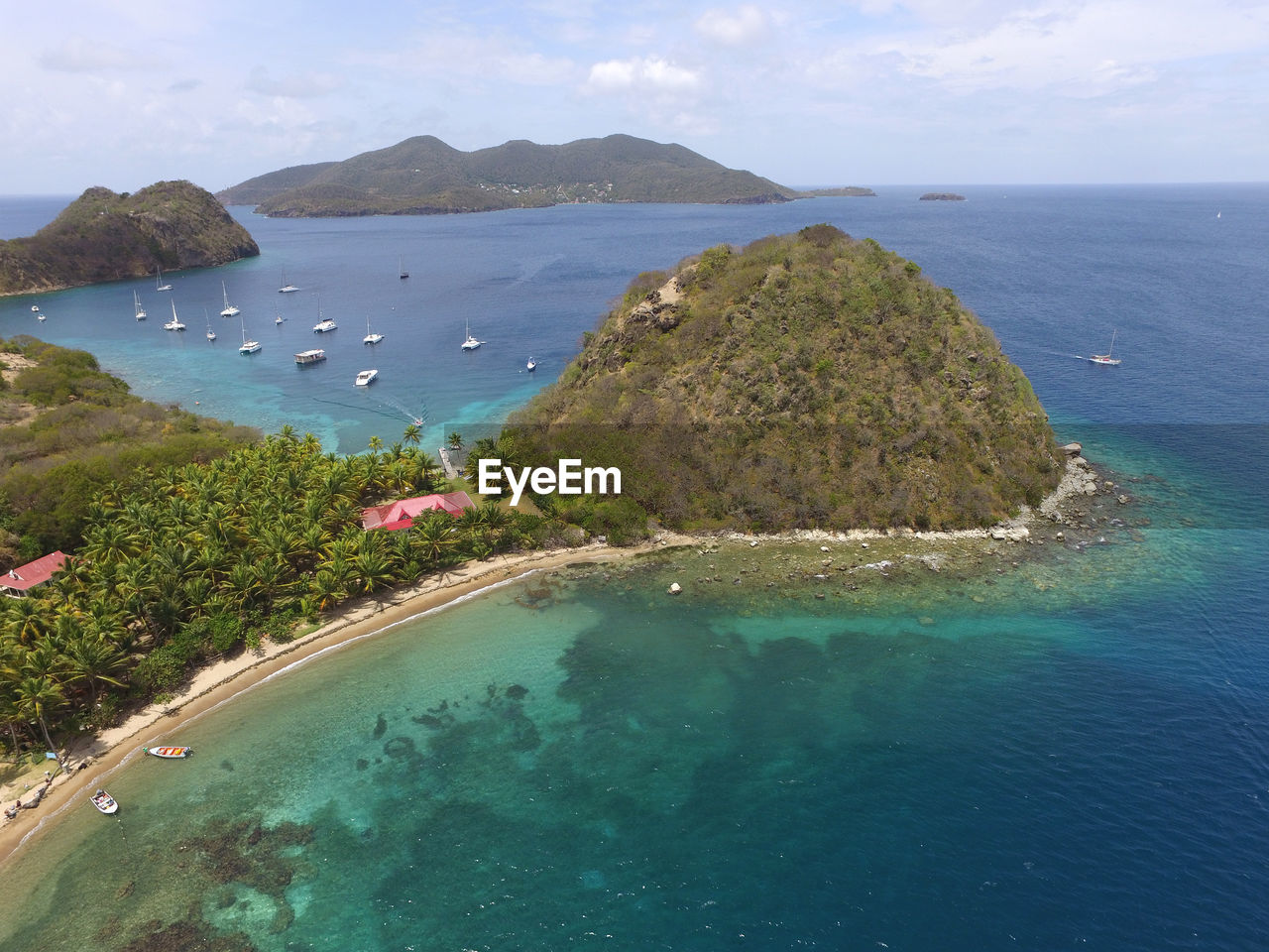 Aerial view of mountain and sea 