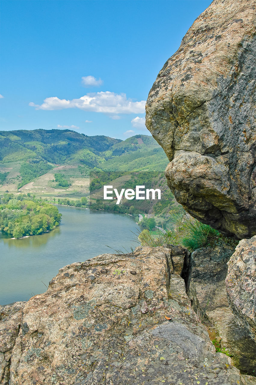 Scenic view of rock formations against sky