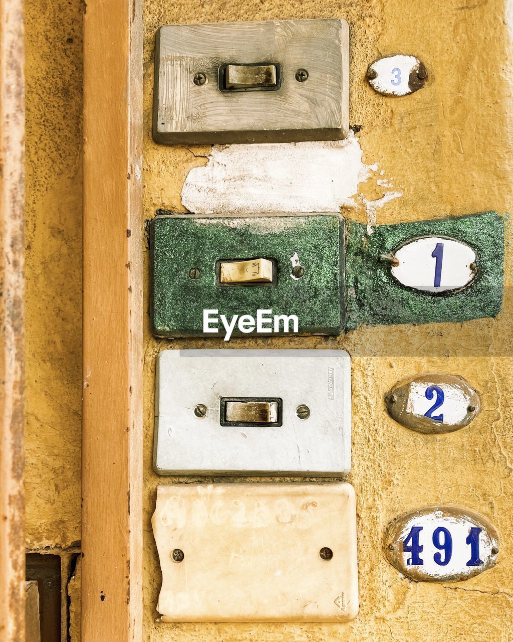 CLOSE-UP OF OLD TELEPHONE BOOTH