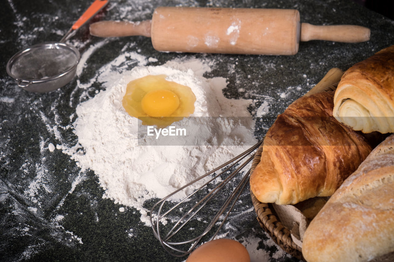 High angle view of food on table