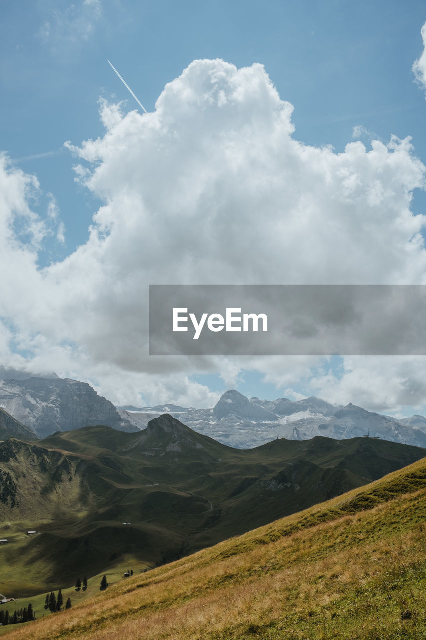 Scenic view of mountains against sky