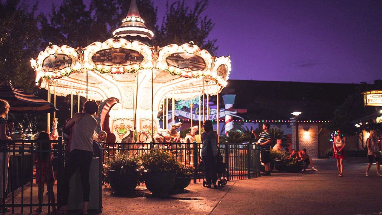 People in amusement park