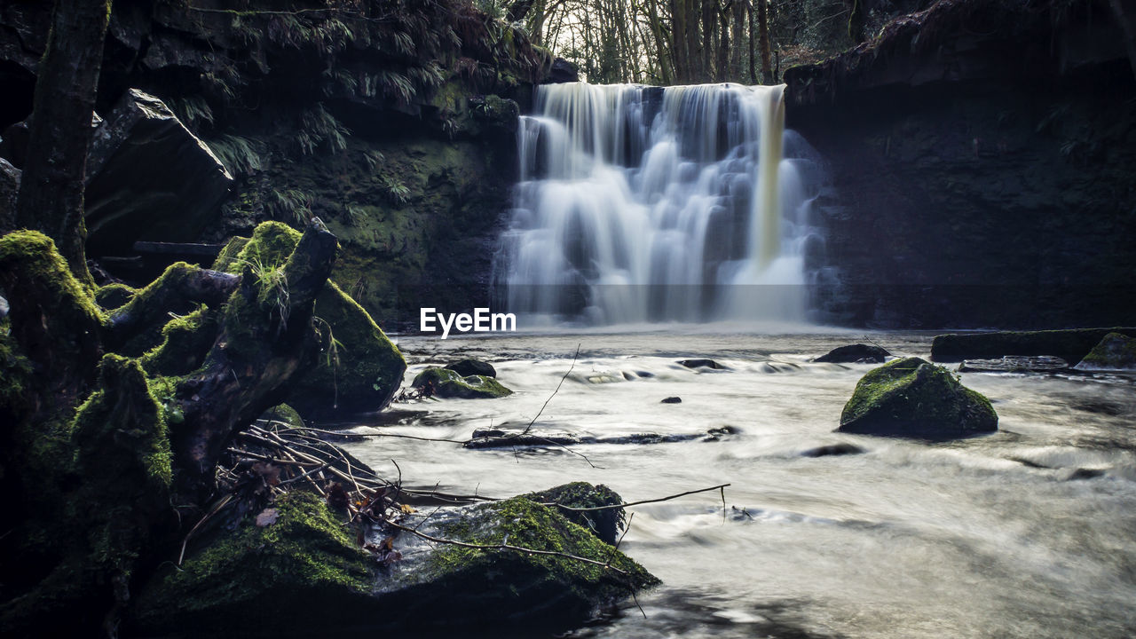 Scenic view of waterfall