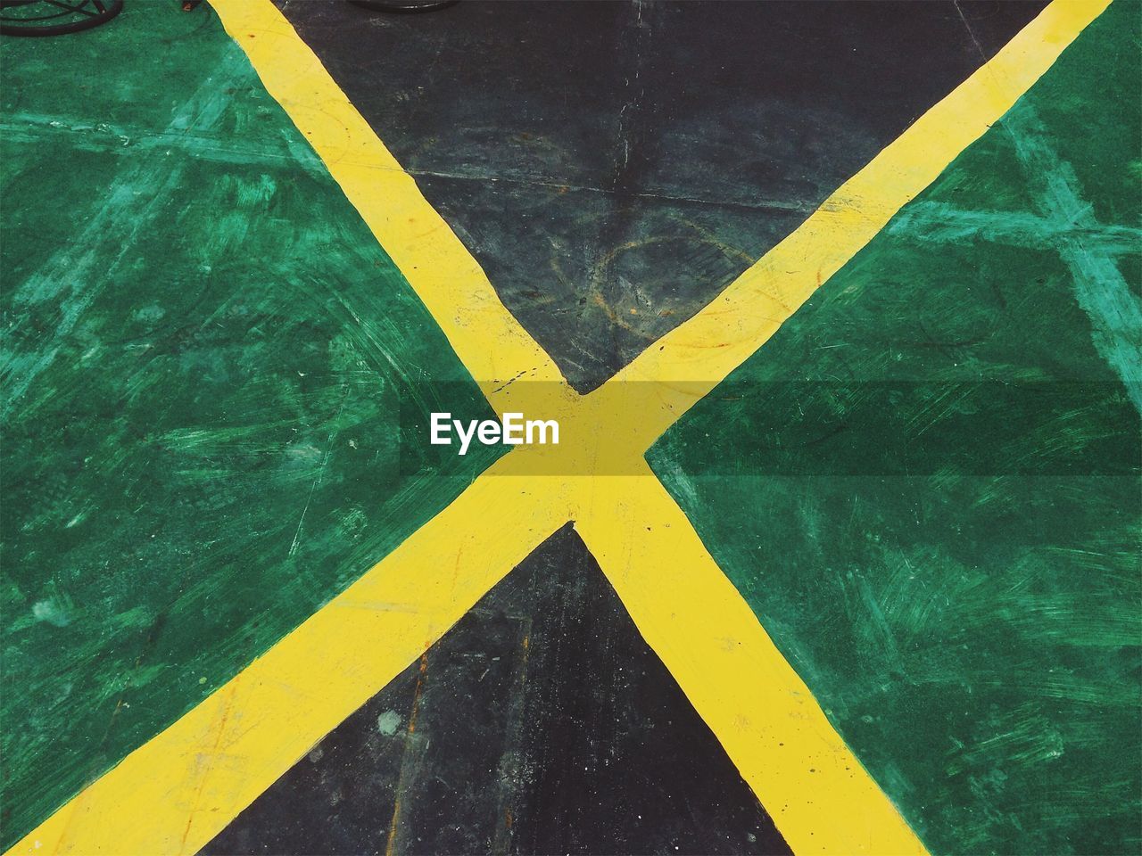 Close-up high angle view of jamaica flag