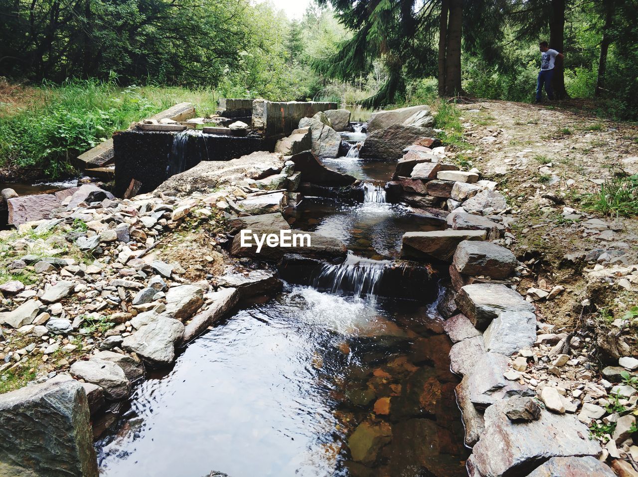 STREAM AMIDST ROCKS IN FOREST