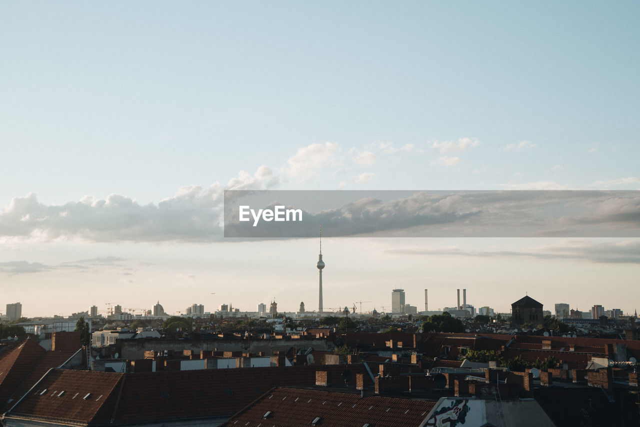 High angle view of cityscape against sky