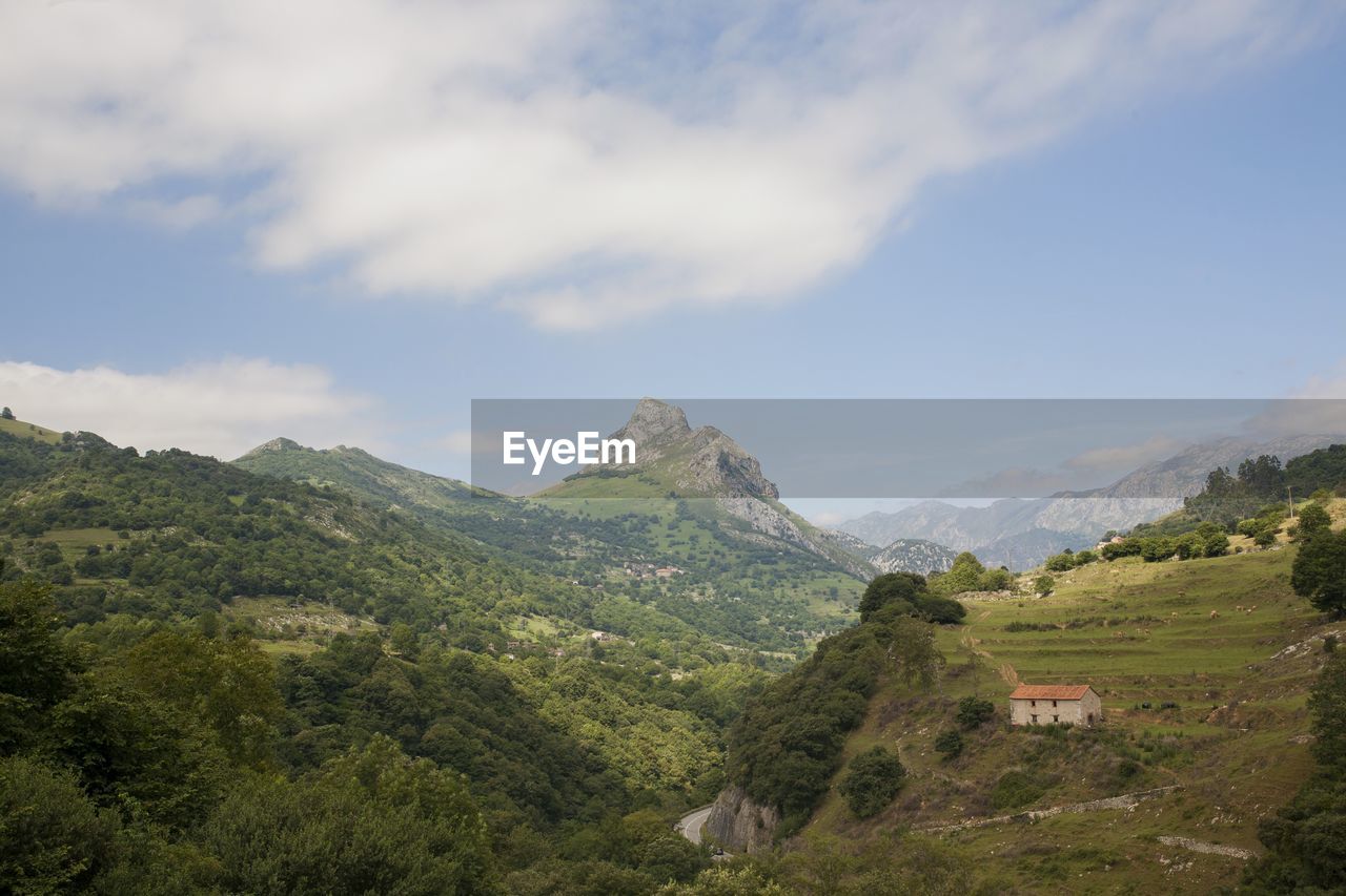 Scenic view of mountains, peñamellera, against sky