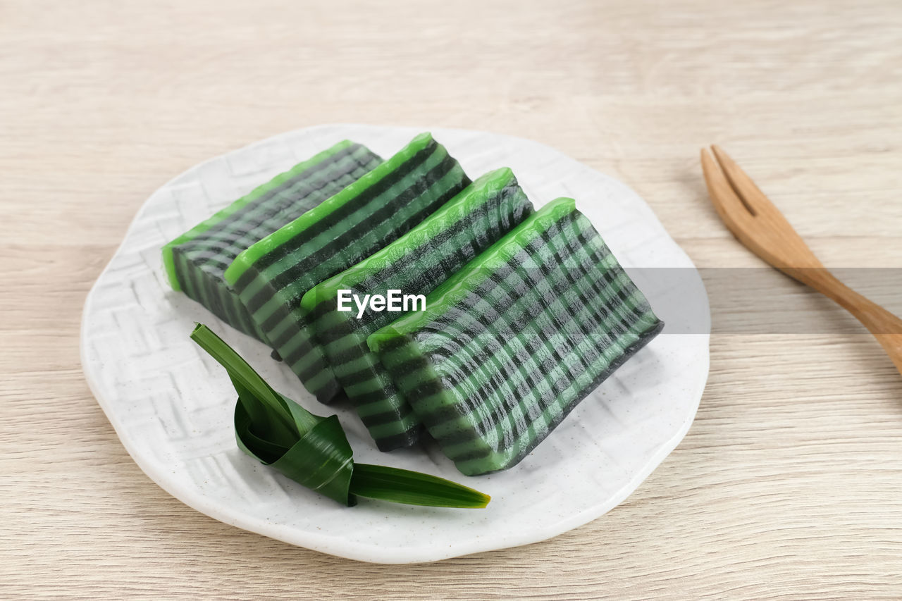 Kue lapis pandan or kue pepe or sticky layer cake, indonesian traditional snack made from rice flour