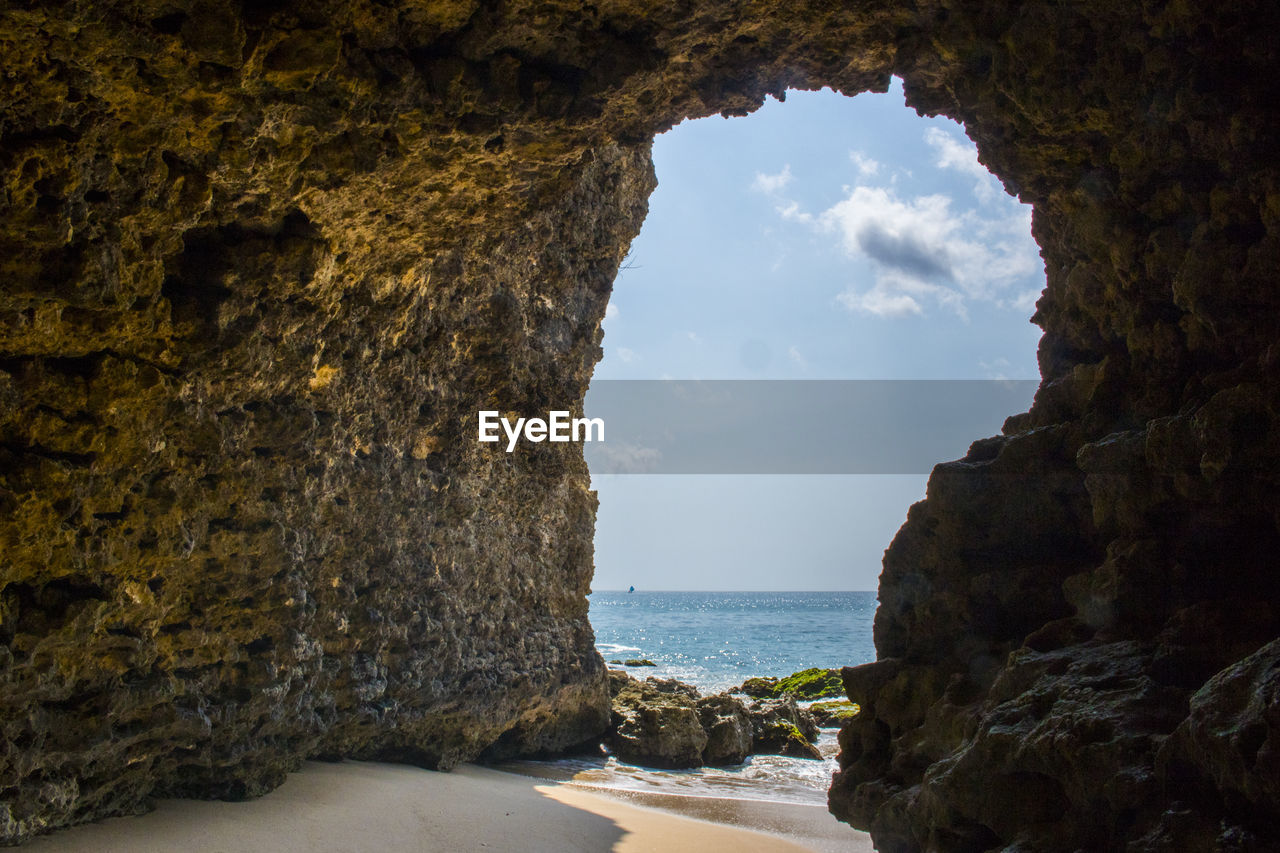 SCENIC VIEW OF SEA AND ROCKS AGAINST SKY