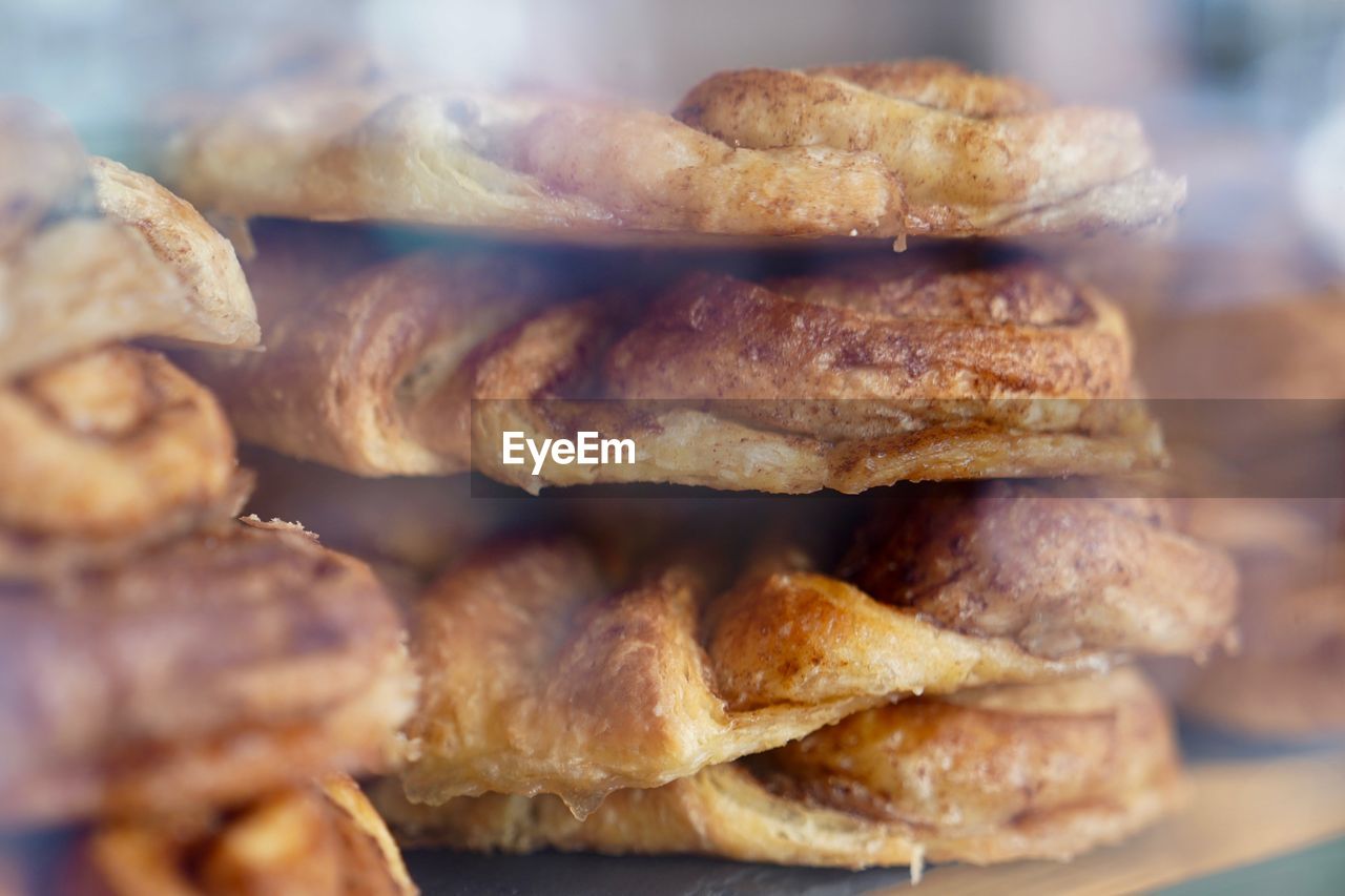 Close-up of puff pastry snails