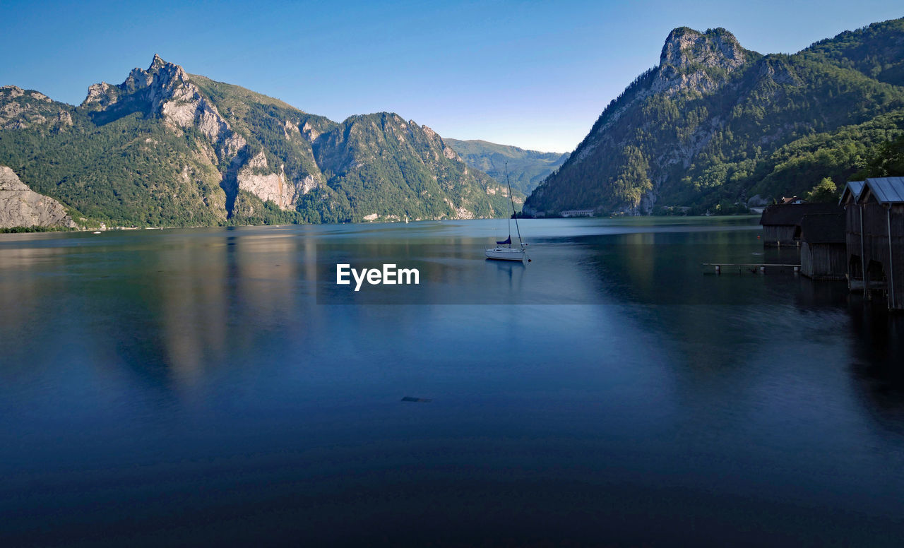 SCENIC VIEW OF LAKE AGAINST MOUNTAINS