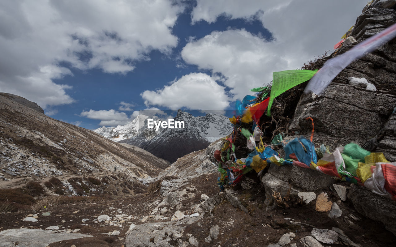 Scenic view through the trail in yading nature reserve,sichuan china