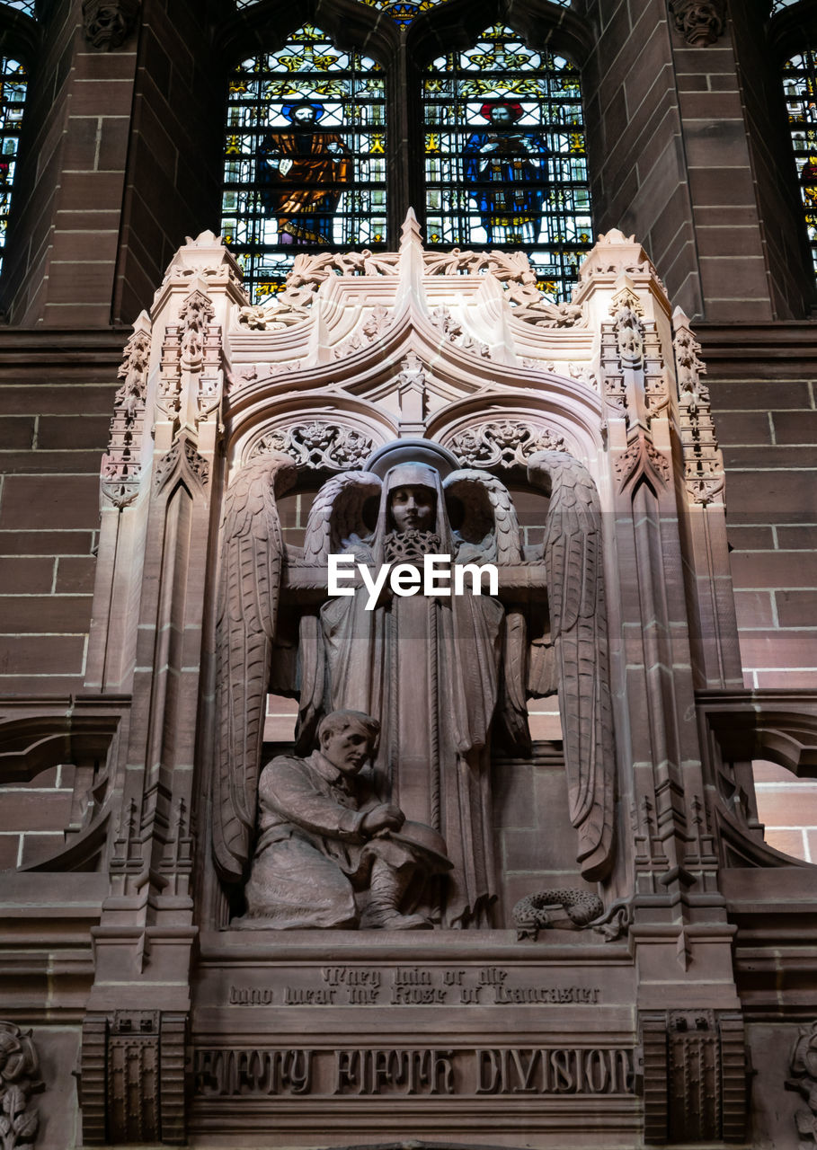 Low angle view of statues in cathedral