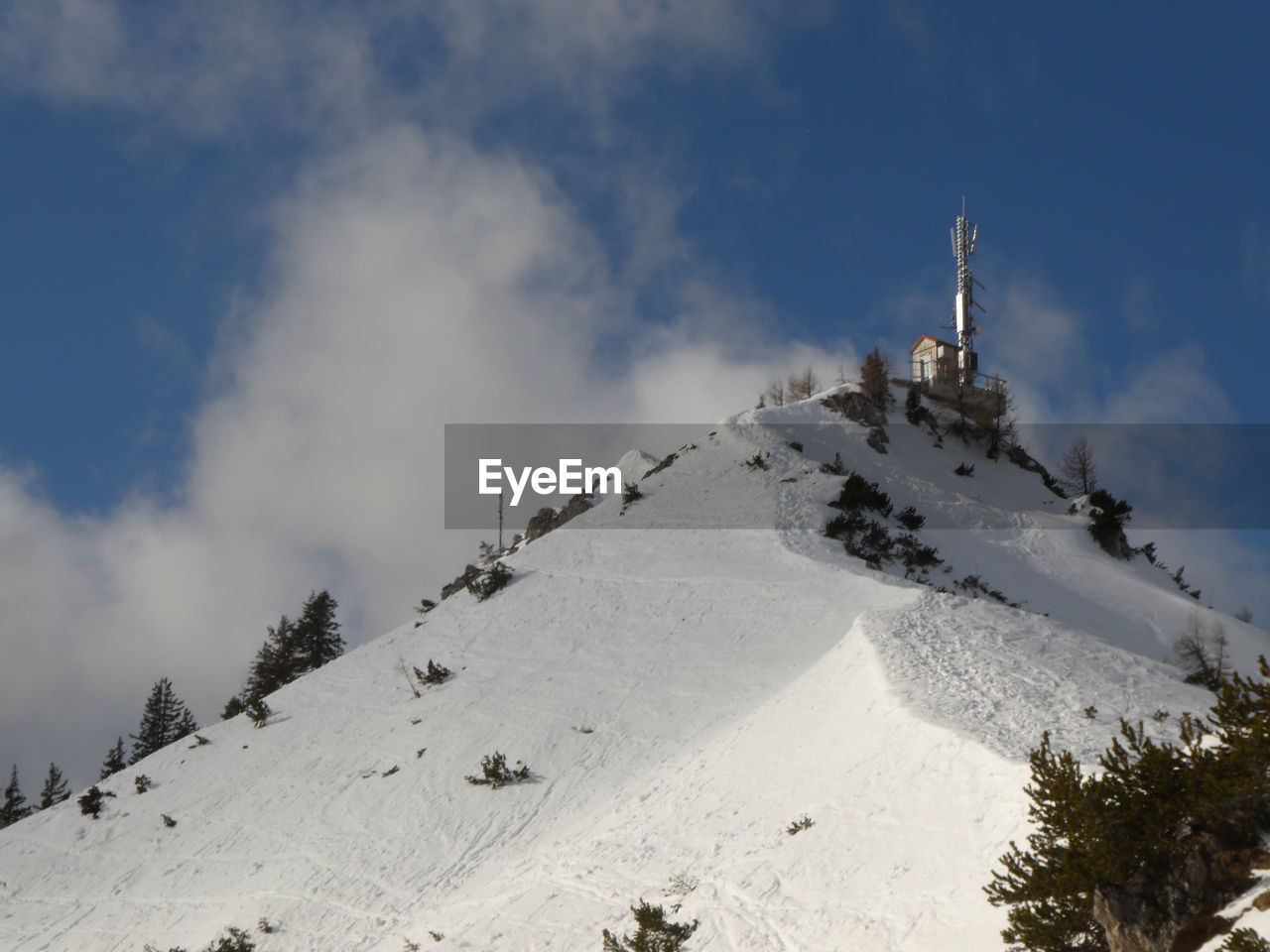 Scenic view of jenner peak in winter