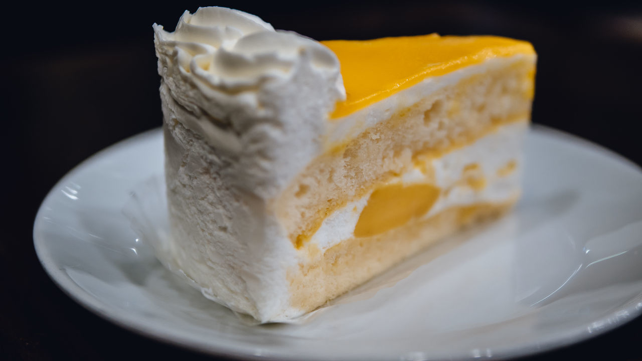 Close-up of dessert in plate on table