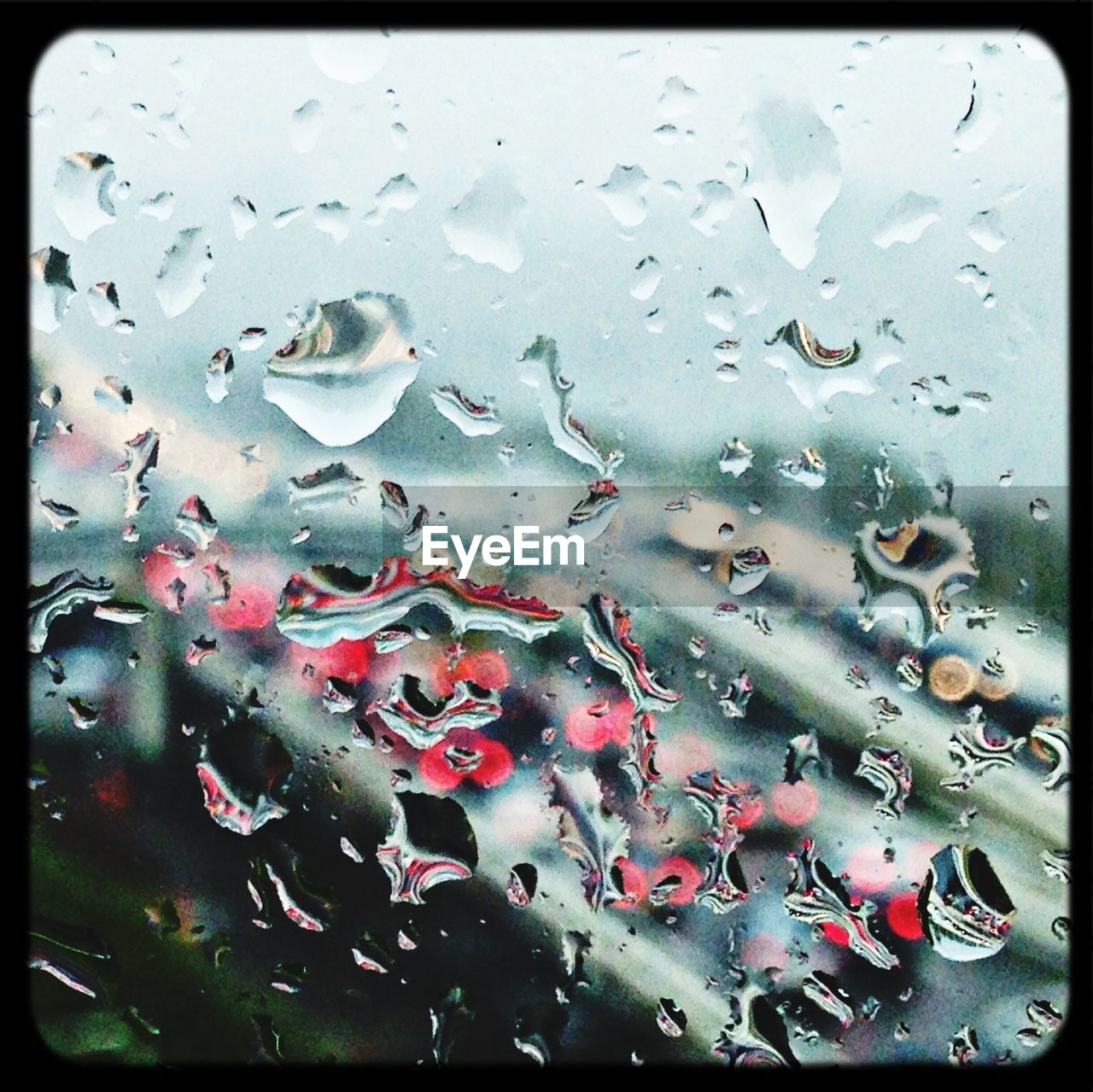 Close up of rain on window