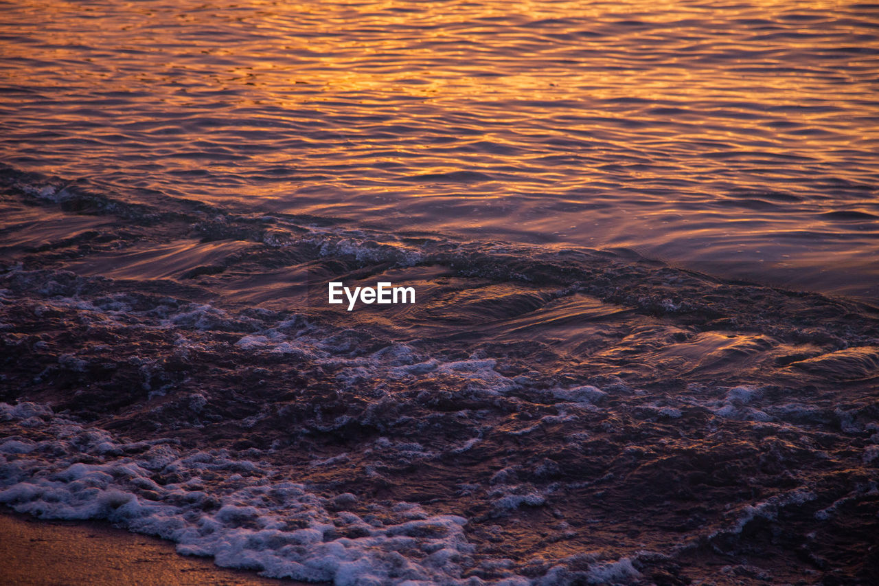 High angle view of waves on beach