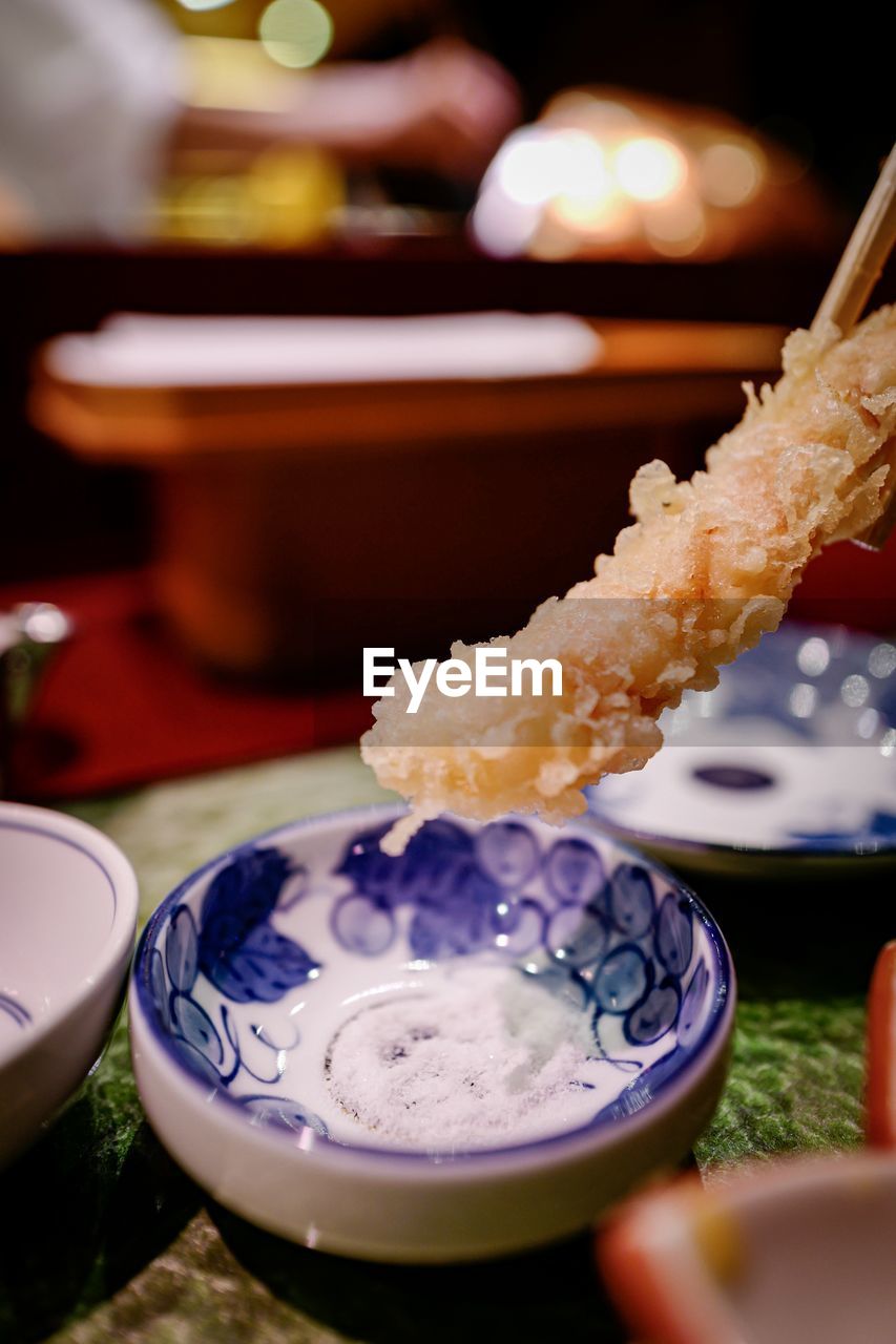 Close-up of ice cream in plate on table