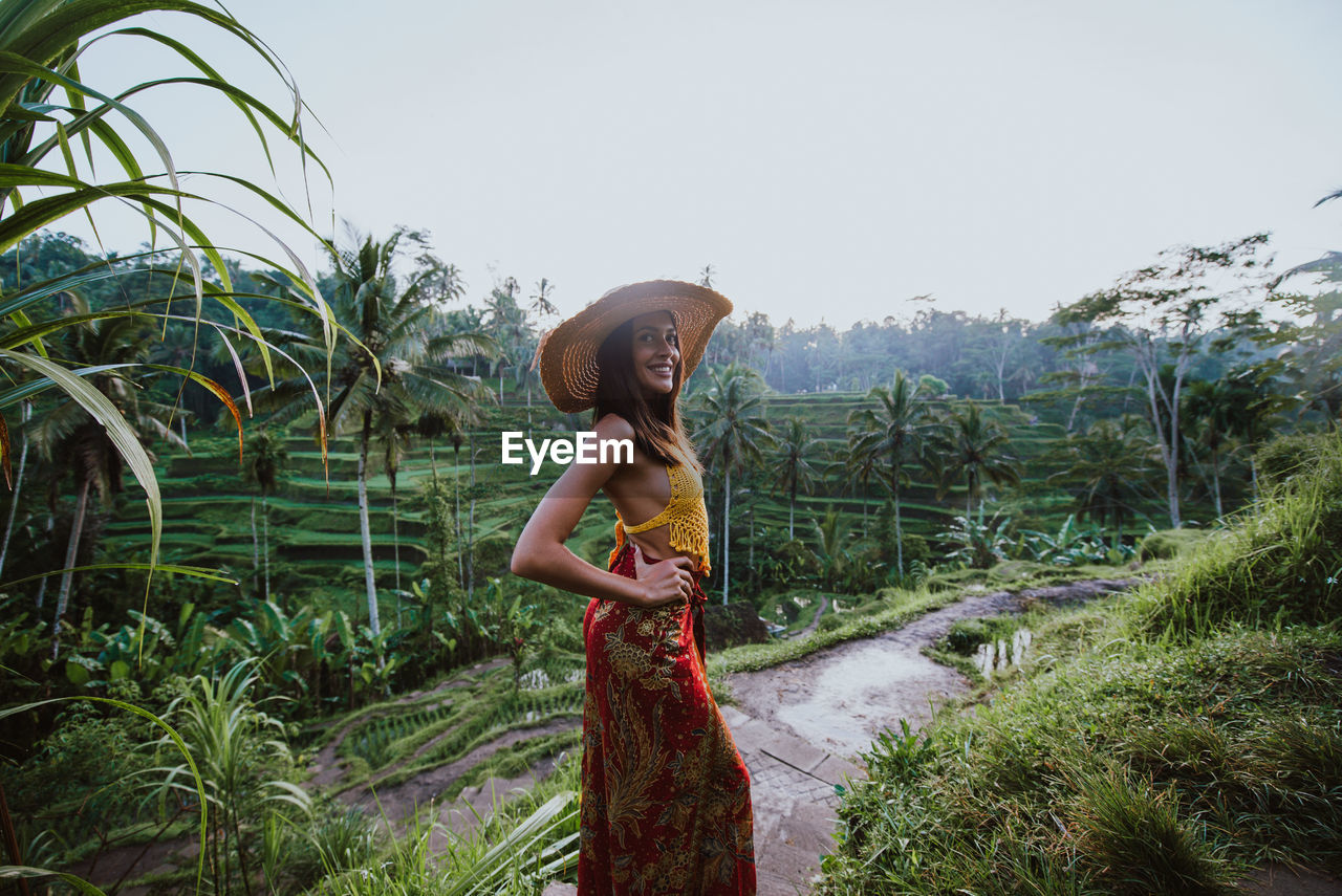 Young woman at rice terrace