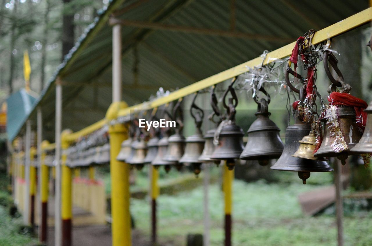 Close-up of temple bells