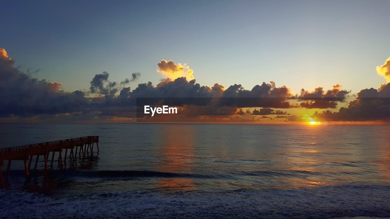 Scenic view of sea against sky at sunset