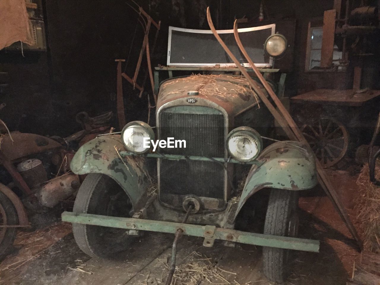 CLOSE-UP OF TRACTOR ON NIGHT