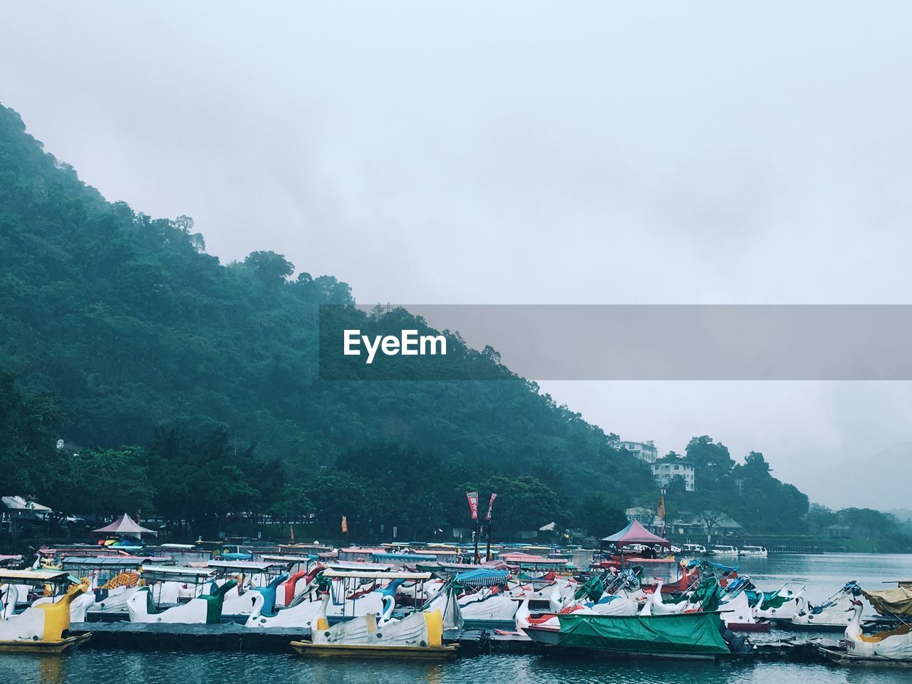 Scenic view of boats on sea