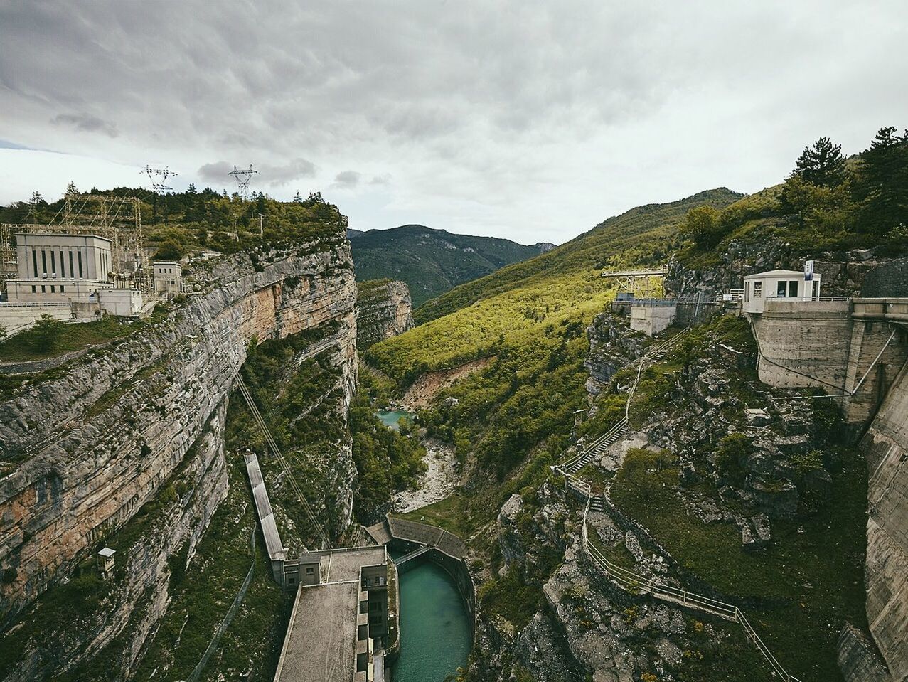 View of buildings on cliffs