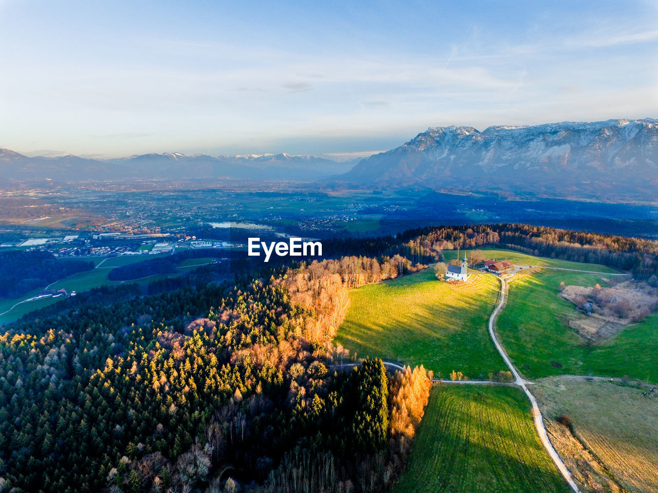 High angle view of idyllic rural landscape from germany