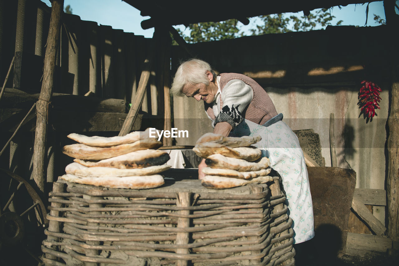 Man working in basket