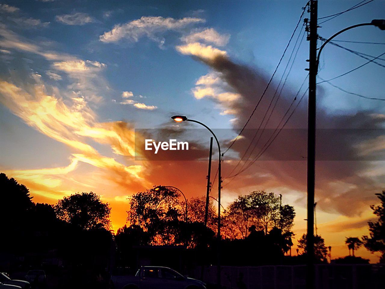 LOW ANGLE VIEW OF SILHOUETTE TREES AGAINST SUNSET SKY