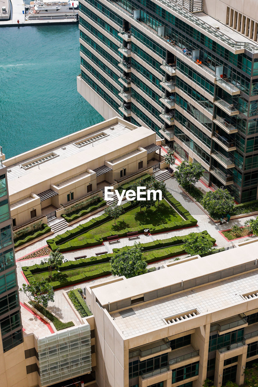 HIGH ANGLE VIEW OF SWIMMING POOL IN BUILDING