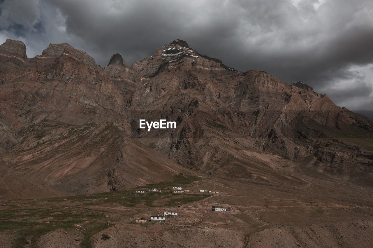 Panoramic view of mountain range against sky