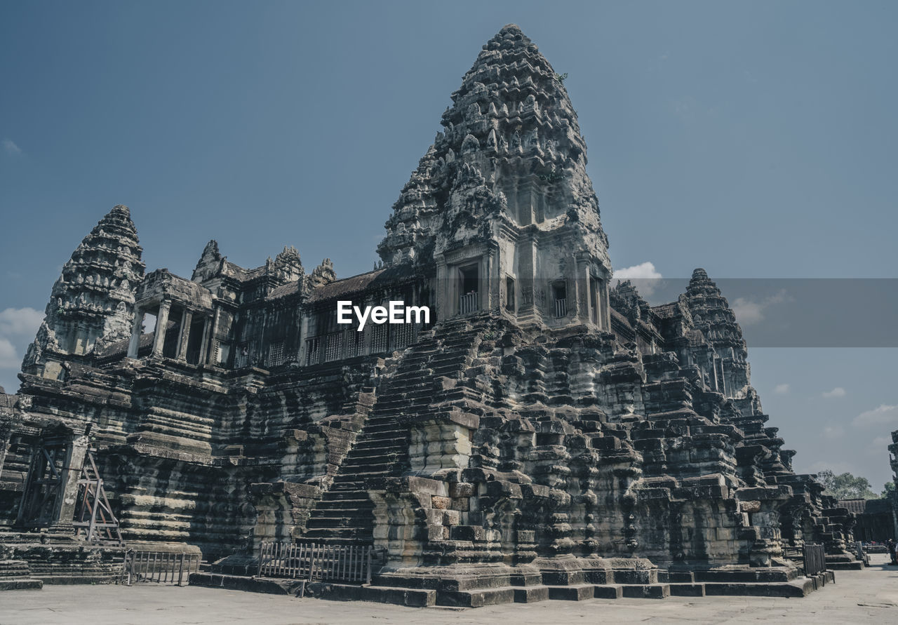 Low angle view of temple building against sky