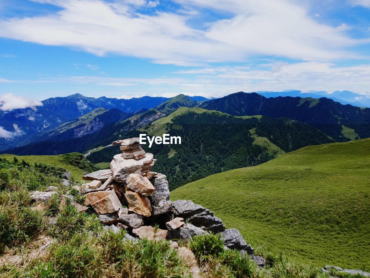 Scenic view of rocky mountains against sky