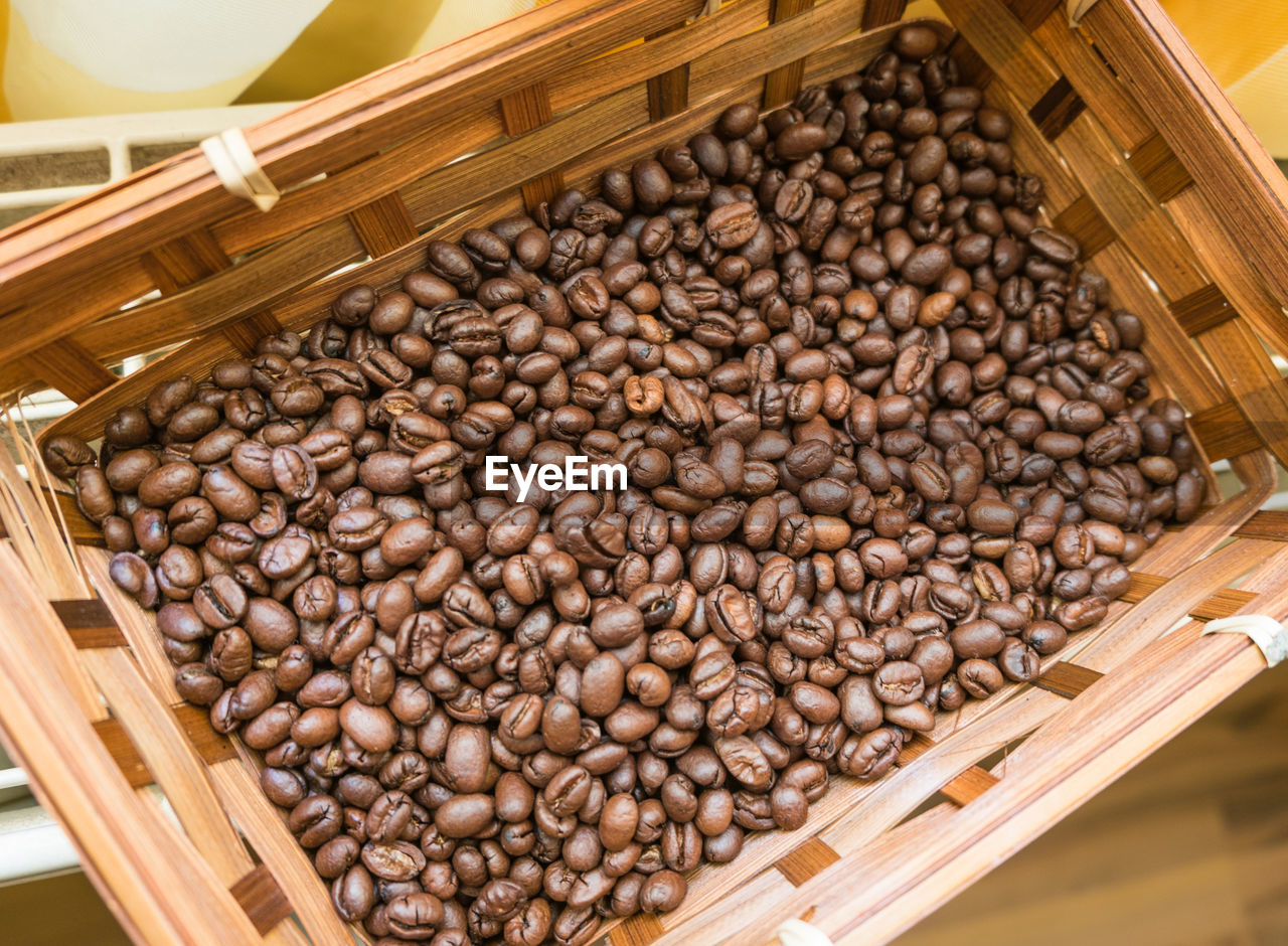 Close-up of coffee bean in basket