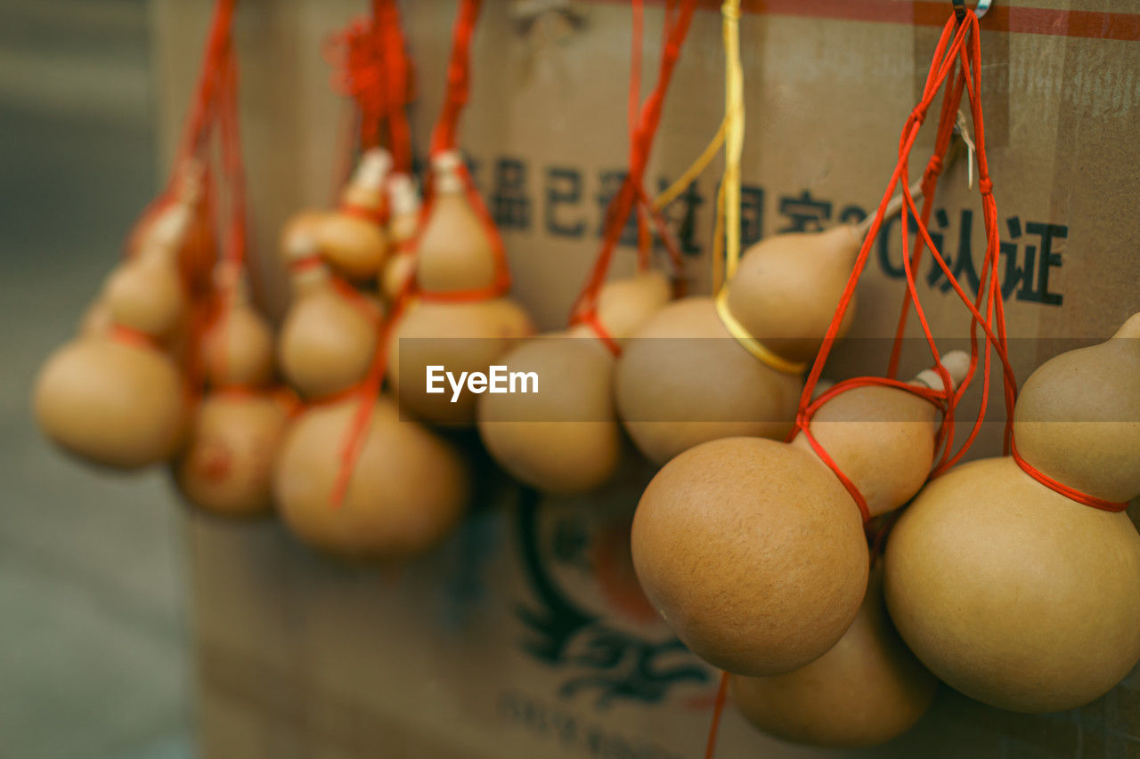 A group of natural dried bottle gourds known as hulu - a good luck symbol