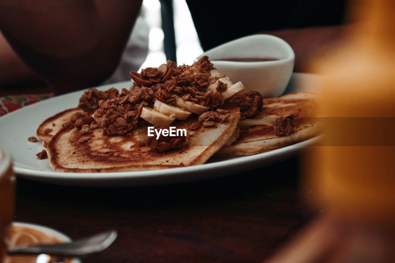 Close-up of food in plate on table