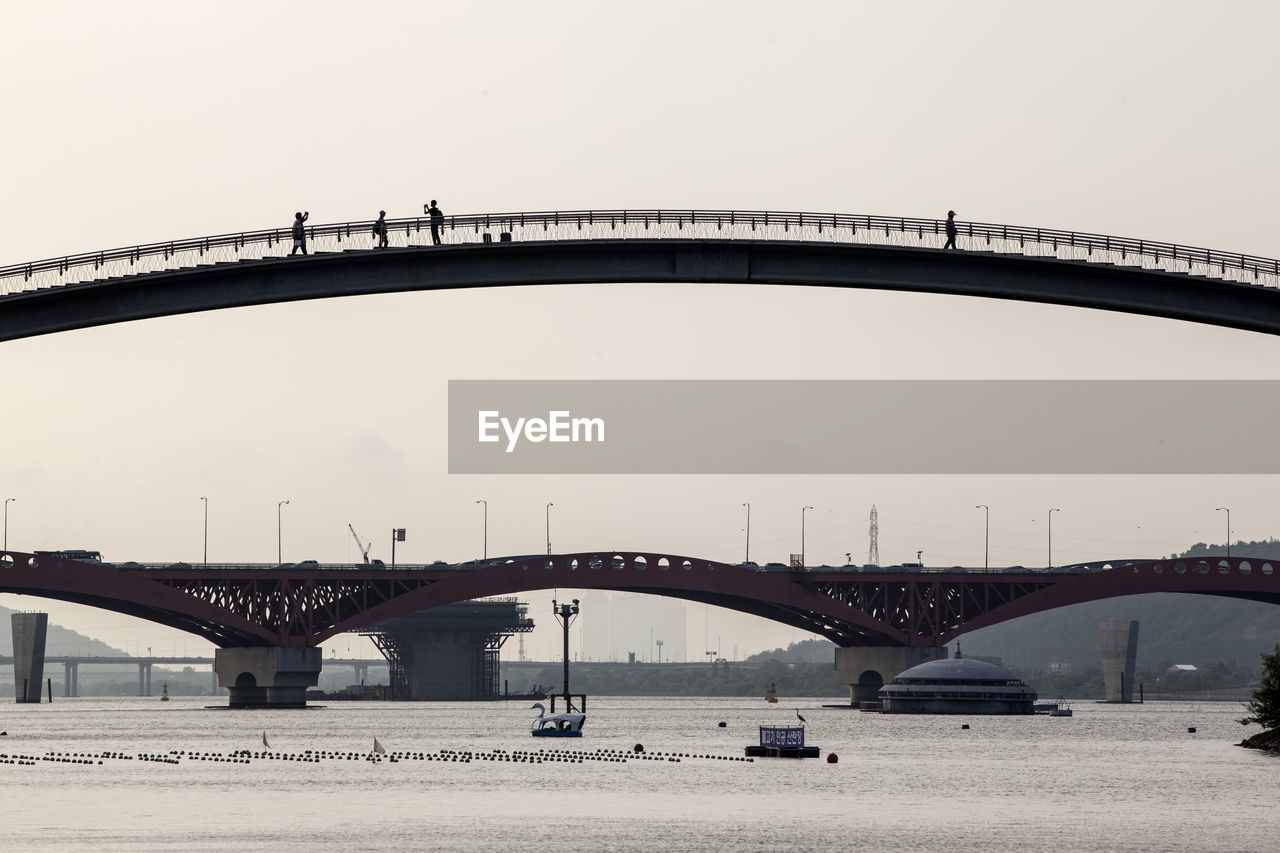 Bridges over han river against sky