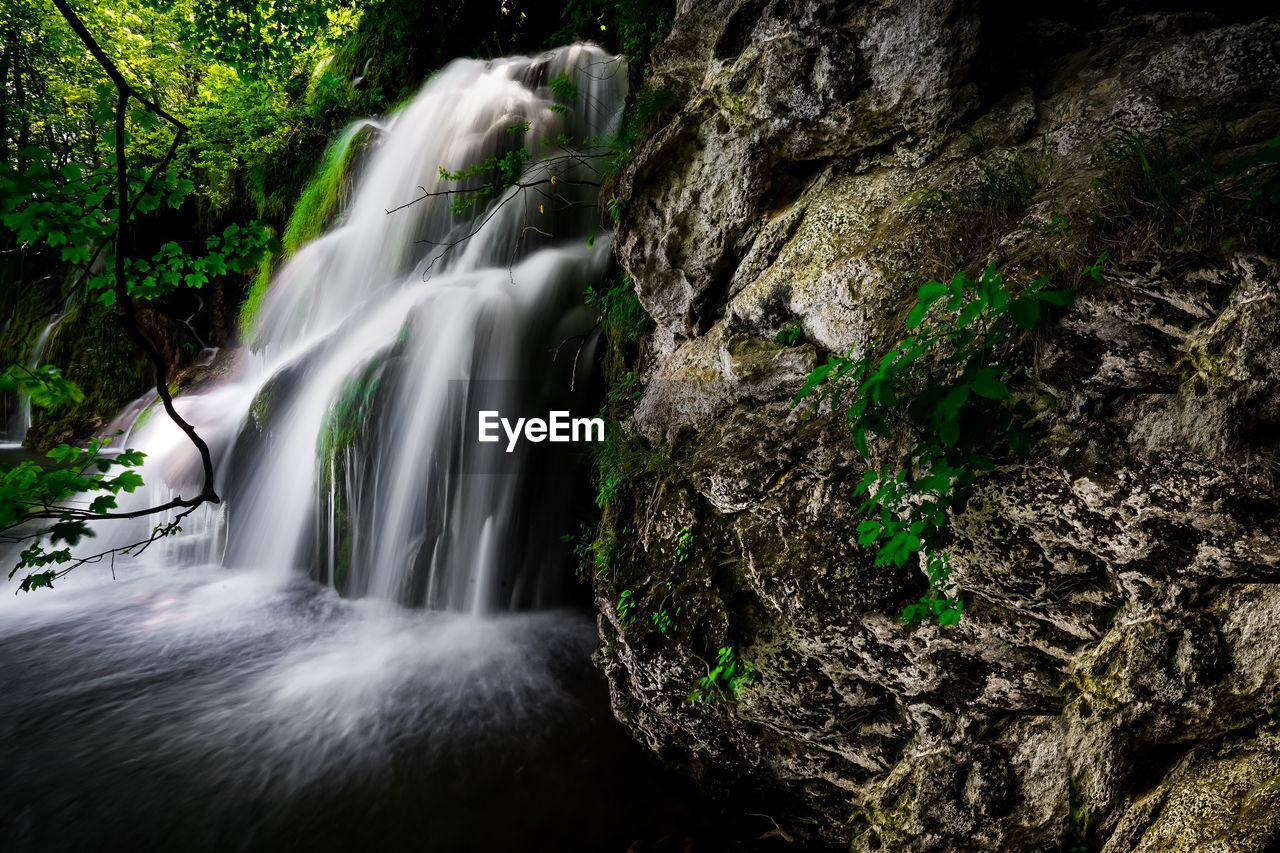 Flowing waterfall in plitvixe national park
