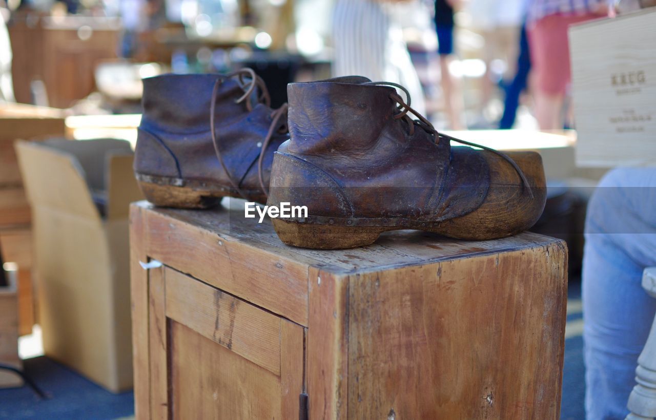 Close-up of shoes for sale