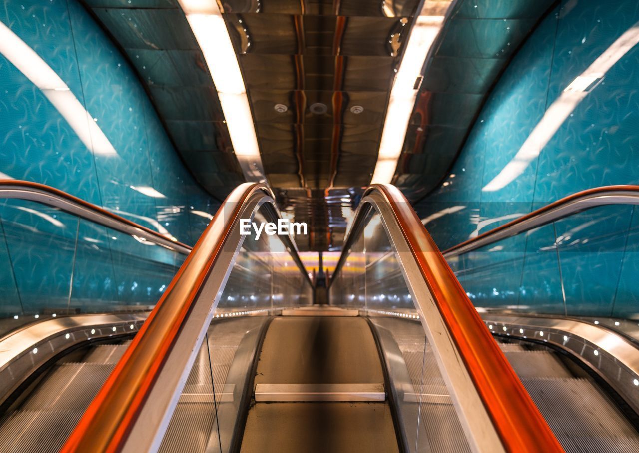 High angle view of escalator