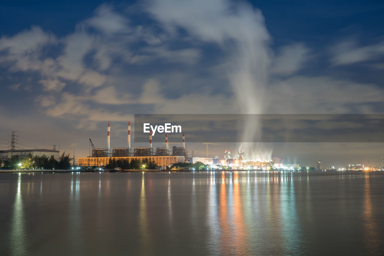 Scenic view of sea against sky at night